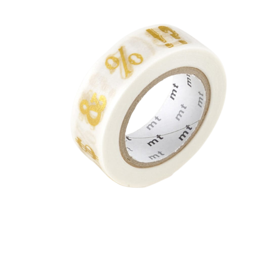 Taśma washi mt masking tape 15 mm - Cyfry i znaki złote