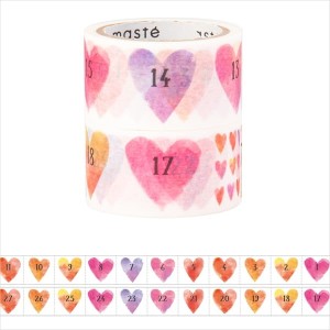 Taśma dekoracyjna washi tape - kalendarz  serca 2 szt. 