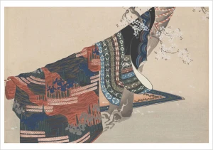 Karta pocztowa - kwiat wiśni i kimono