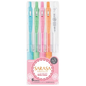 Zebra Sarasa Milk Set - długopisy żelowe - zestaw 5 szt.