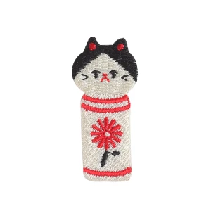 Kokeshi Neko kot - haftowana naklejka - naprasowanka - łatka   
