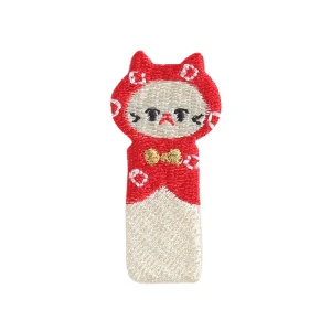 Kokeshi Neko kot - haftowana naklejka - naprasowanka - łatka    