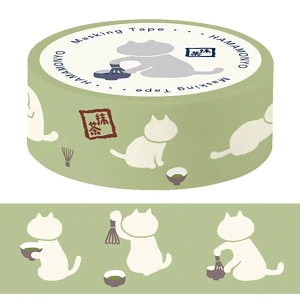 Taśma dekoracyjna washi - kot i matcha