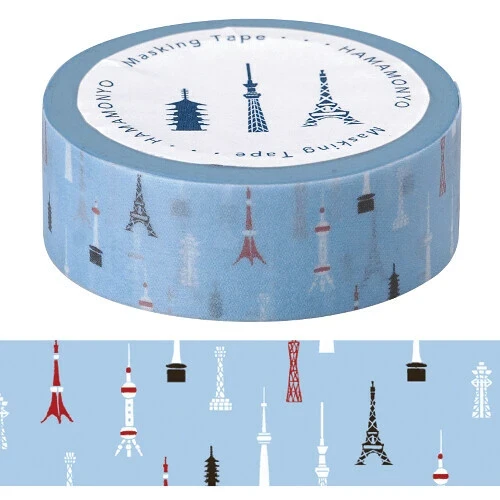 taśma washi niebieska - wieże