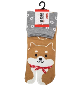 Tabi japońskie skarpety - popielate - Shiba Inu Kawaii  /34-40/  