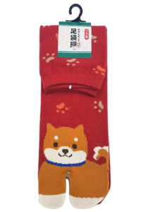 Tabi japońskie skarpety - czerwone - Shiba Inu  /40-45/   