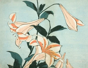 Karta pocztowa - ukiyo-e - Lilie - Hokusai 