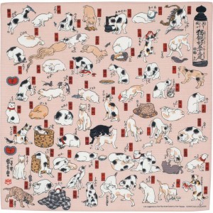 Furoshiki Utagawa - Koty jako stacje pocztowe Tōkaidō 70 cm