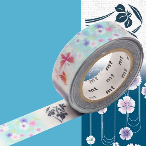 Taśma washi mt masking tape 15 mm - Motyle i kwiaty