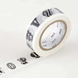 Taśma washi mt masking tape - alfabet czarny