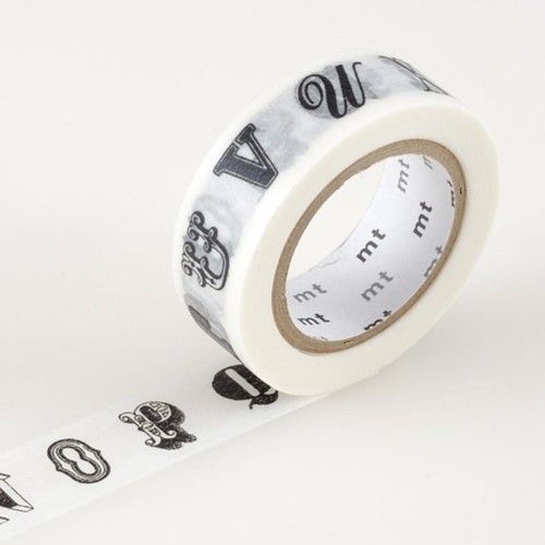 Taśma washi mt masking tape 15 mm - Alfabet czarny