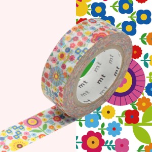 Taśma washi mt masking tape - kolorowe kwiaty