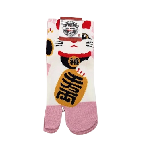 Tabi japońskie skarpety - maneki neko - różowe /34-40/         