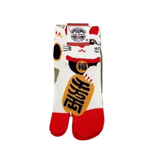 Tabi japońskie skarpety - Maneki neko - oliwkowe /34-40/