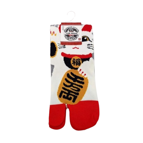 Tabi japońskie skarpety - maneki neko - popielate /34-40/