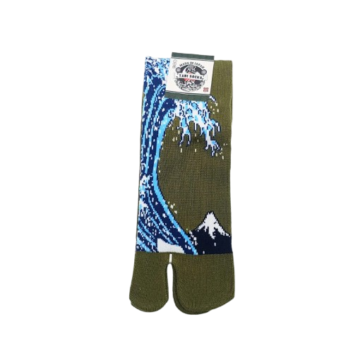 Tabi japońskie skarpety -  Fala Hokusai - zielone /40-45/
