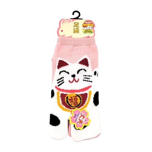Tabi japońskie skarpety - maneki neko - różowe /29-35/ 