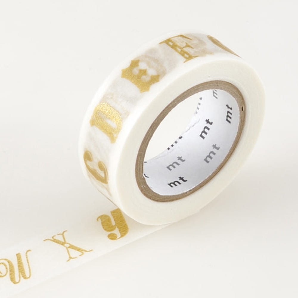 Taśma washi mt masking tape 15 mm - alfabet złoty